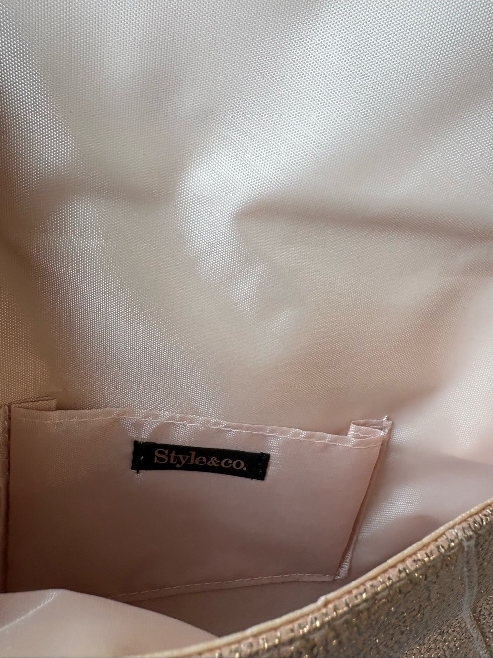 Style & Co Pink Blush Metallic Glittery Envelope Clutch Purse - Picture 5 of 7